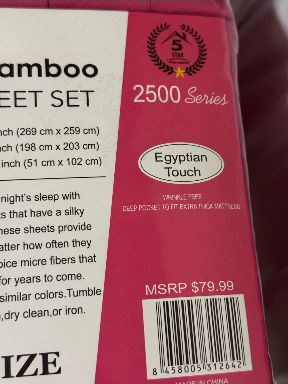 NWT King Size Fuchsia Sheet Set